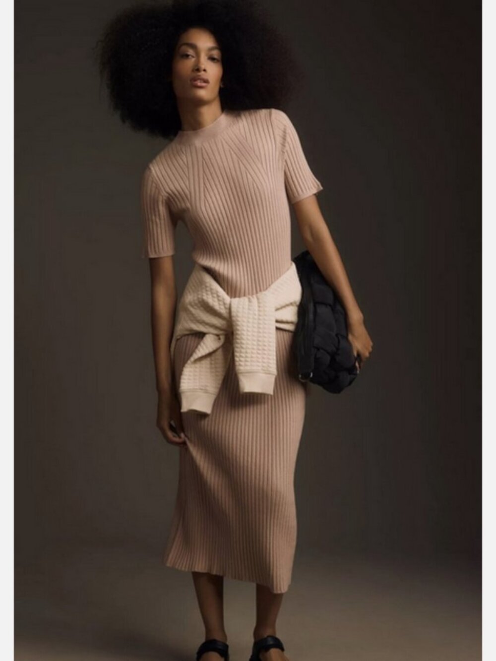 Varley Maeve Rib Knit Midi Dress Size Small - Picture 2 of 16